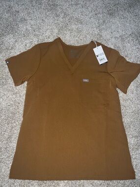 Figs Womens V-Neck Scrub Top - Brown